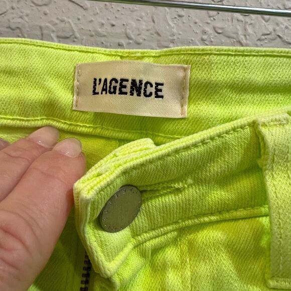 L’AGENCE High Line Lime Neon Green Destructed ONE OF A KIND RARE 25 Jean - Picture 5 of 10